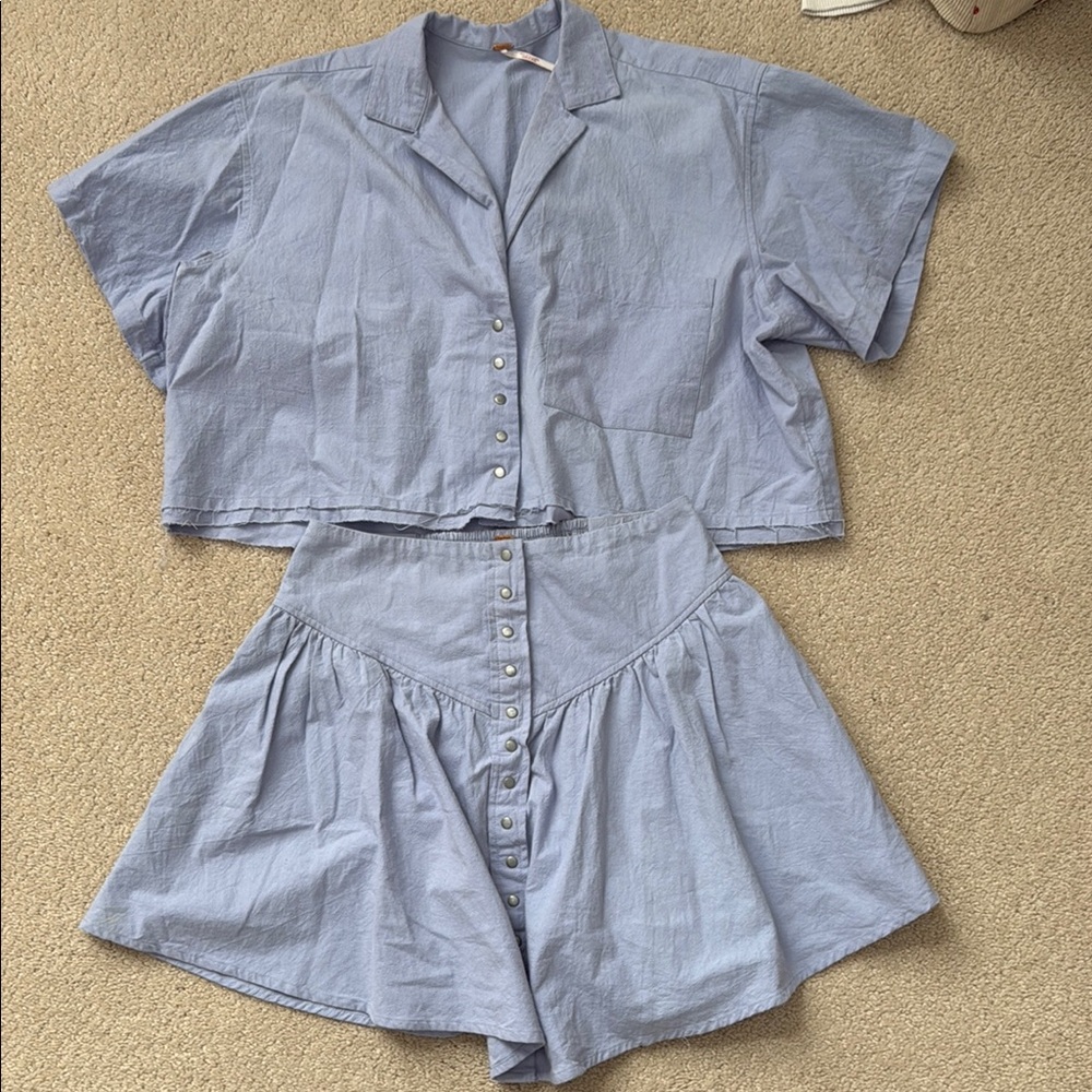 Free People Light Blue Skirt Set